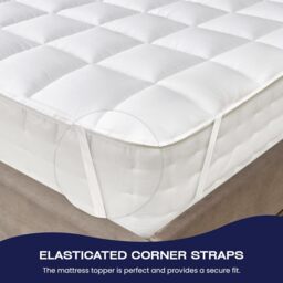 NightComfort 1000GSM Bound Edge Box Stitched Mattress Topper Pad - White / 183cm - thumbnail 2