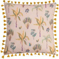 Chamae Floral Tasselled Cushion - Coral / Polyester - image 1