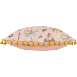 Chamae Floral Tasselled Cushion - Coral / Polyester - thumbnail 5