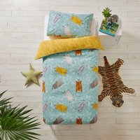 Wild Animal Kids Duvet Cover Set - Teal / Single - image 1