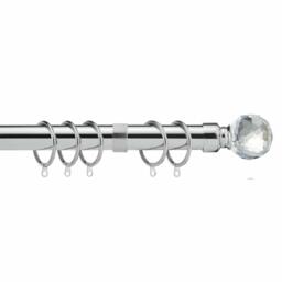 Adjustable Crystal Metal Curtain Pole Set - Chrome / 218cm - thumbnail 4