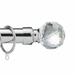 Adjustable Crystal Metal Curtain Pole Set - Chrome / 218cm - thumbnail 5