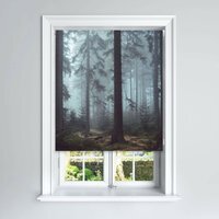 Foggy Woods Blackout Roller Blinds Easy Fit Child Safety Included - Green