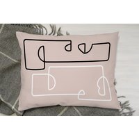 Line Art Of Two Faces Cushion - Pink - image 1