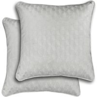 Tokyo Embossed Geometric Pair of Cushion Covers - 43x43cm - Cases Only - Grey