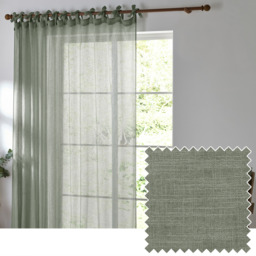 Nimbus Sheer Tie Top Curtain Panel - Eucalyptus / 290cm - thumbnail 2