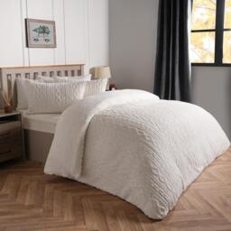 Cable Knit Fleece Duvet Set - Cream / Single - thumbnail 2