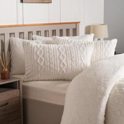 Cable Knit Fleece Duvet Set - Cream / Single - thumbnail 3