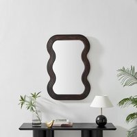 Liora Walnut Wood Medium 90x60cm Rectangle Wavy Wall Mirror - Walnut