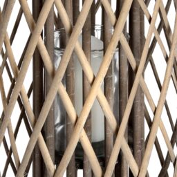 Large Standing Wicker Lantern Rustic Lighting - Brown - thumbnail 2