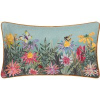 Country Wilds Blossom Meadow Printed Cushion - Sky Blue / Polyester - thumbnail 1