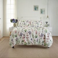 Deyongs Cottage Garden Duvet Set - Digital Print 220TC Cotton Sateen, King, White - Neutral / 200.0cm / 0.88kg