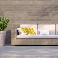 Yellow Rhombus Seamless Pattern With Strips And Leafs Outdoor Cushion - Yellow / 60cm - image 1
