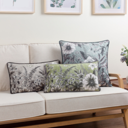 Harlington Gardenia Floral Piped Cushion - Sepia / 80 Polyester 20 Feather - thumbnail 3