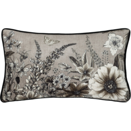 Harlington Gardenia Floral Piped Cushion - Sepia / 80 Polyester 20 Feather - thumbnail 2
