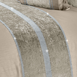 Luxury Crushed Velvet Topaz Diamante Duvet Cover and Pillowcase Set - Natural / Single - thumbnail 2