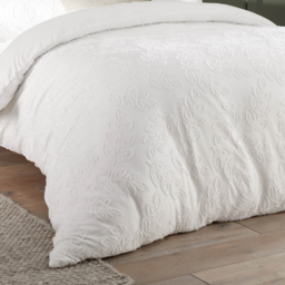 Seville Leaf Tufted Soft Touch Duvet Cover Set - White / King - thumbnail 3