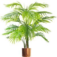 Artificial Areca Palm Tree - Realistic Copper Metal Planter - Green