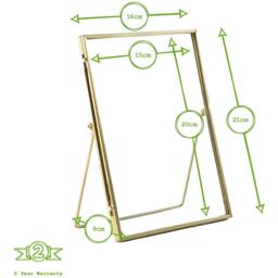 "Standing Metal Photo Frame - 6"" x 8"" - Gold / 21cm / 0.47kg" - thumbnail 3