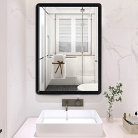 Black Frame Bathroom Hanging Wall Mirror - Black / 46.5cm