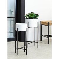 Trosa Large White And Black Floor Standing Planter - Black & White