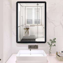 Black Frame Bathroom Hanging Wall Mirror - Black / 50cm - thumbnail 5