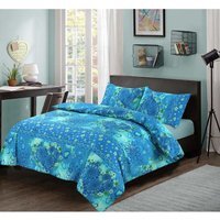 Jasmin Hearts and Flower Duvet Cover Set Bedding - Teal / Superking - thumbnail 1
