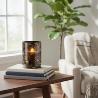 Gaia Black And Gold Marble Effect Small Candle Holder - Black