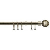 16 - 19mm Antique Brass Serrated Ball Metal Curtain Pole Set - Antique Brass / 120cm