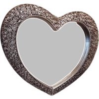 Large Silver Heart Mirror Antique Style - Silver - thumbnail 1