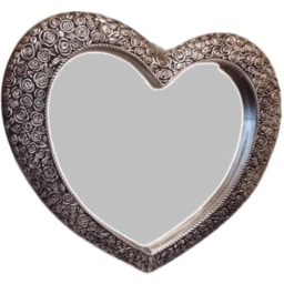 Large Silver Heart Mirror Antique Style - Silver - thumbnail 4