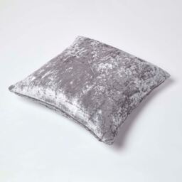 Homescapes Crushed Velvet Cushion Cover - Silver / 60cm - thumbnail 3