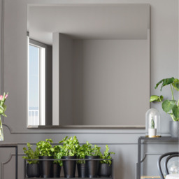 Moderni Frameless Modern Bevelled Square Wall Mirror - Black - thumbnail 3
