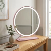 Round Standing Hollywood LED Mirror - Pink