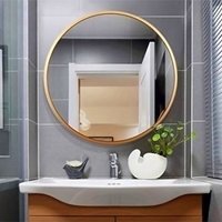 Nordic Hanging Makeup Round Wall Mirror - Gold / 50cm - thumbnail 1