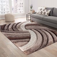 Modern Soft Swirl Shimmer Shaggy Area Rugs - Bronze / 120x170 cm Rectangle