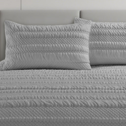 3D Embossed Geometric Pattern Duvet Set - Silver / Superking - thumbnail 2