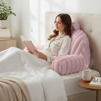 Plush Supersoft Jumbo Cord Ribbed Back Supporting Cushion - Blush - image 1