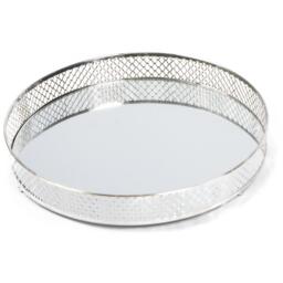 Metal Mirror Round Tray - Silver - thumbnail 3