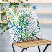 Watercolour Palm Print Outdoor Cushion - Yellow - thumbnail 1
