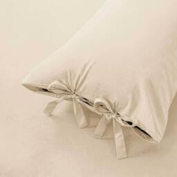 3Pcs Stripe Duvet Cover Set With Pillowcase - Beige / Double - thumbnail 4