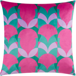 Raeya Art Deco Velvet Cushion - Pink/Jade / 80 Polyester 20 Feather - thumbnail 2