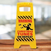 Christmas Tunes on Repeat Warning Sign  Christmas Decor - Black