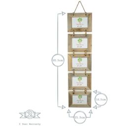 "6x4"" Rustic Wooden Hanging Photo Frame Natural - Brown" - thumbnail 3