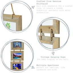 "6x4"" Rustic Wooden Hanging Photo Frame Natural - Brown" - thumbnail 2