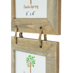 "6x4"" Rustic Wooden Hanging Photo Frame Natural - Brown" - thumbnail 5