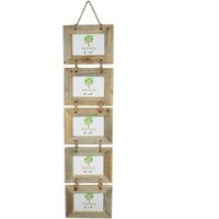 "6x4"" Rustic Wooden Hanging Photo Frame Natural - Brown"