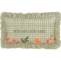 Meadow Haze Embroidered Ruffle Cushion - Green / 80 Feather 20 Polyester - thumbnail 1