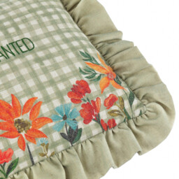 Meadow Haze Embroidered Ruffle Cushion - Green / 80 Feather 20 Polyester - thumbnail 3