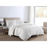Plain Dye Flannelette Duvet Cover Set - White / Double